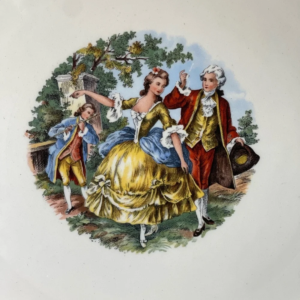 Vtg Cronin China Romantic Courting Tray Gold Trim Regencycore Wall Decor 10.5